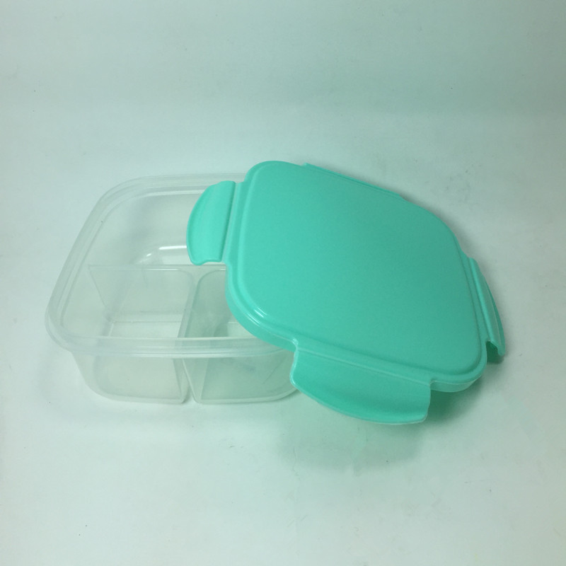 Three Compartment Plastic Food Containers With Ice Pack Lunch Box For Student BPA Free