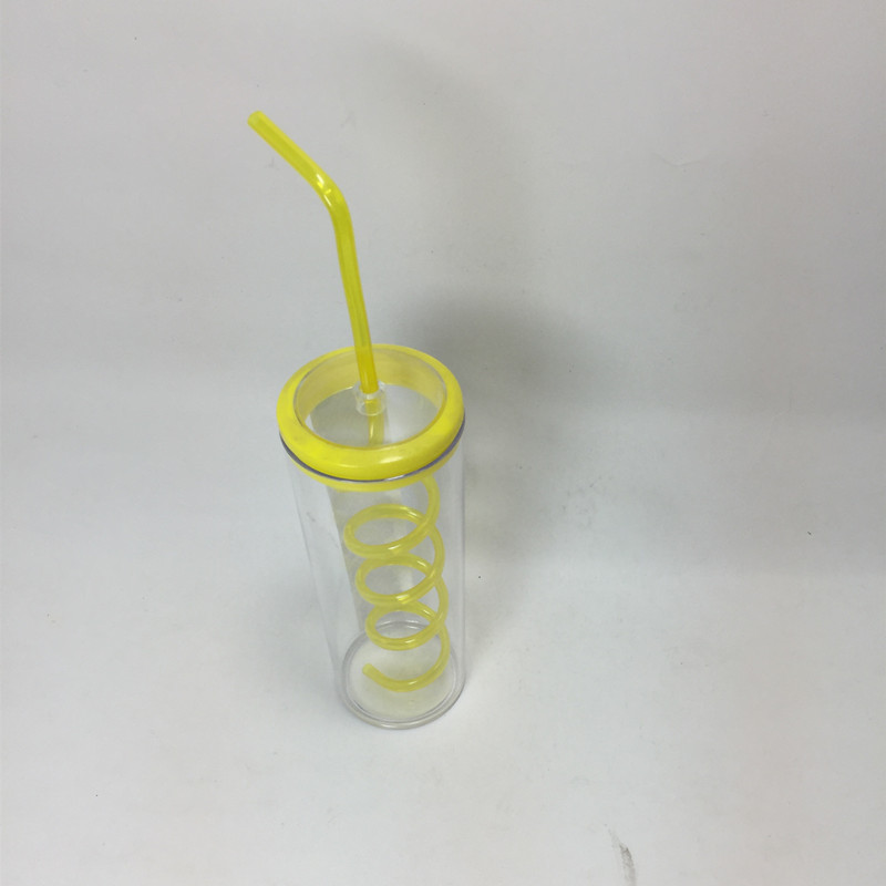Water Bottle with Spiral Straw for Travel