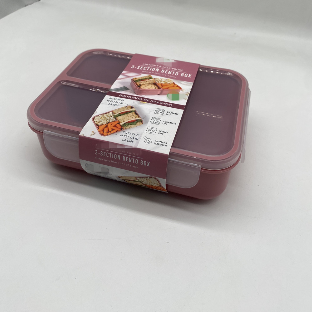 3 Compartment Meal Prep Bento Box Plastic Reusable Divided Lunch Storage Containers for Kids Adults