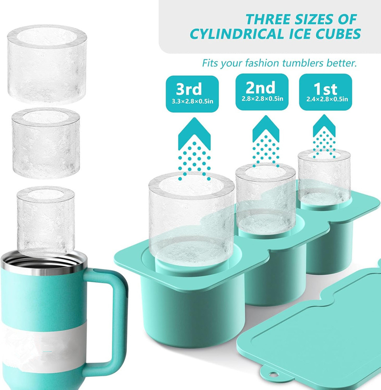 Silicone Ice Cube Tray for Tumbler Cup Hollow Cylinder Freezer Ice Molds with Lid for Juice Whiskey