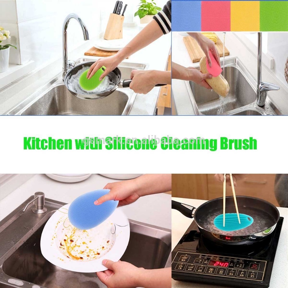 Creative Anti bacterial Silicone Scrubber Washing Brush for Dish washing