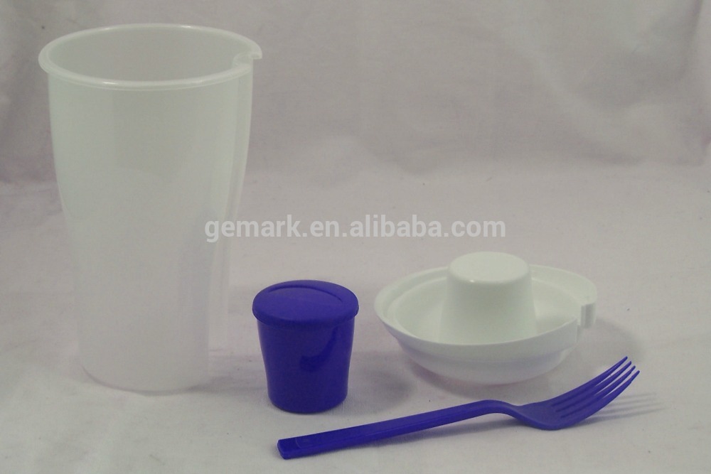 Salad to go Bottle with dressing bowl and fork plastic food box with fork