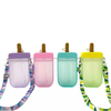 Water Bottles with Straw Sports Popsicle Water Bottle with Adjustable Shoulder Strap Portable Ice Cream Popsicle Cup for School