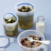 Plastic Pickle Jar with Strainer Flip Transparent Pickle Storage Container with Strainer Insert