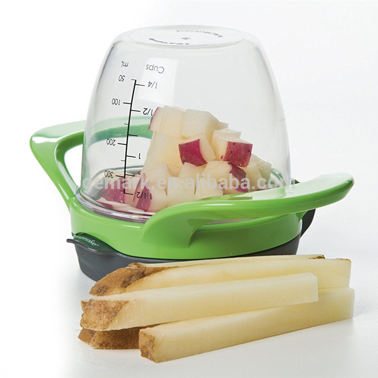 Vegetable dice and pop cuber fruit cutter with measuring cup