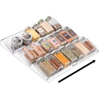 Expandable Plastic Spice Rack Drawer Organizer for Kitchen Cabinet Drawers Food Seasoning Bottle Storage