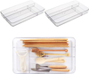 Clear Plastic Desk Drawer Organizer Tray 4 Sections Bathroom Office Kitchen Storage Bins Container for Dresser Cosmetics