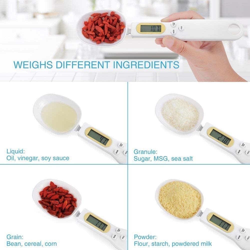 Electronic Measuring Spoon Adjustable Digital Spoon Scale Kitchen Food Scale with LCD Display Support