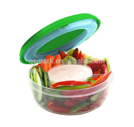 Food safe Plastic Salad Bowl for Fruit and Veggie with Removable Ice Pack