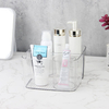 Bathroom Vanity Countertop Toothpaste & Toothbrush Holder Transparent Makeup Organizer with Compartment for Rinse Cups