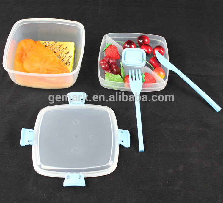 Keep fresh lunch box chip & dip bowl sauce container with knife and fork