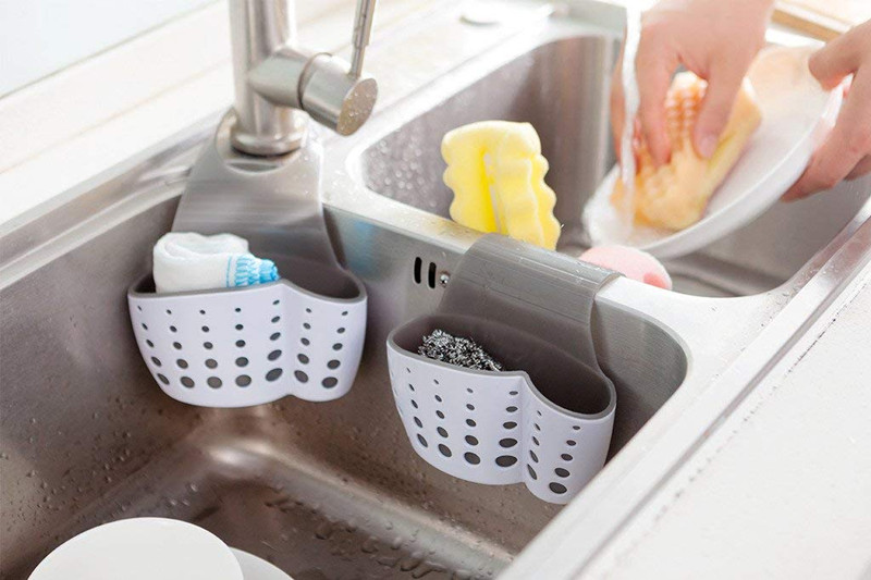 Double-side Sink Sider Sponge Holder Soap Holder Kitchen Hanging Holder