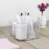 Bathroom Vanity Countertop Toothpaste & Toothbrush Holder Transparent Makeup Organizer with Compartment for Rinse Cups